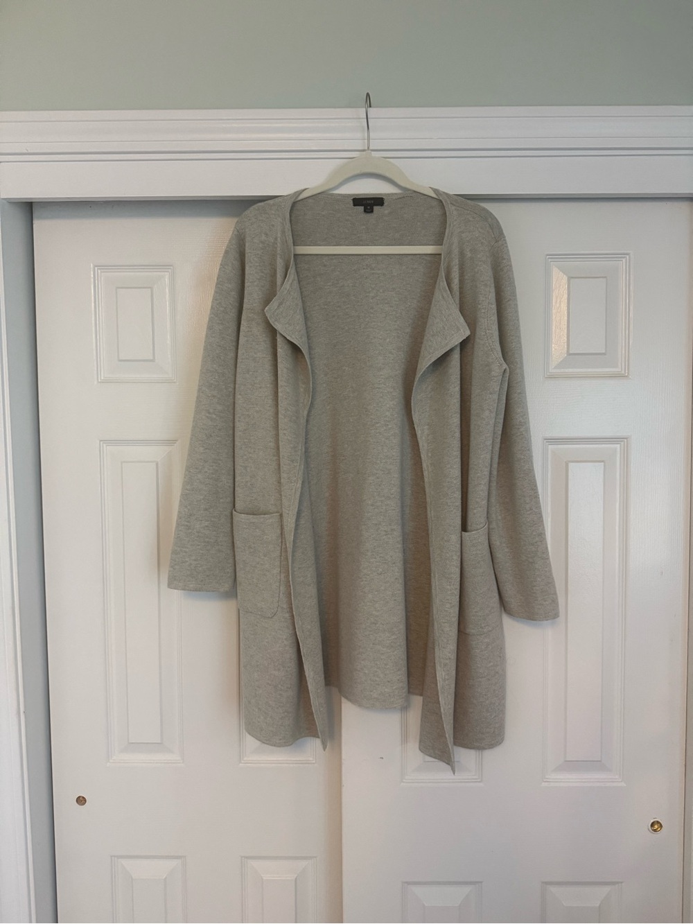 J. Crew Heather Gray Open-Front Women's Long Cardigan/House Coat